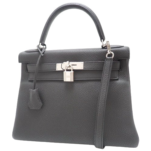 Kelly 28 (inner stitching) Taurillon Clemence leather, palladium hardware, Pron X stamp