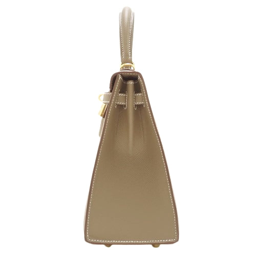 【未使用】ケリー 25 (外縫い) ヴォーエプソン エトープ/エトゥープ ゴールド金具 W刻印