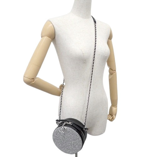 圆形链条单肩包 漆皮/漆皮