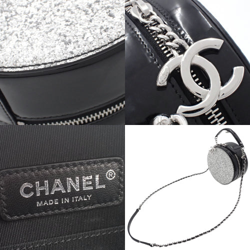 圆形链条单肩包 漆皮/漆皮