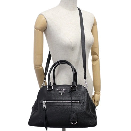 2-way handbag, shoulder bag, crossbody bag, calfskin VITELLO PHENIX NERO, 1BB054