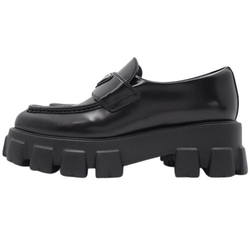 モノリス ブラッシュドレザー ポインテッドトゥ 37 厚底 トライアングルロゴ