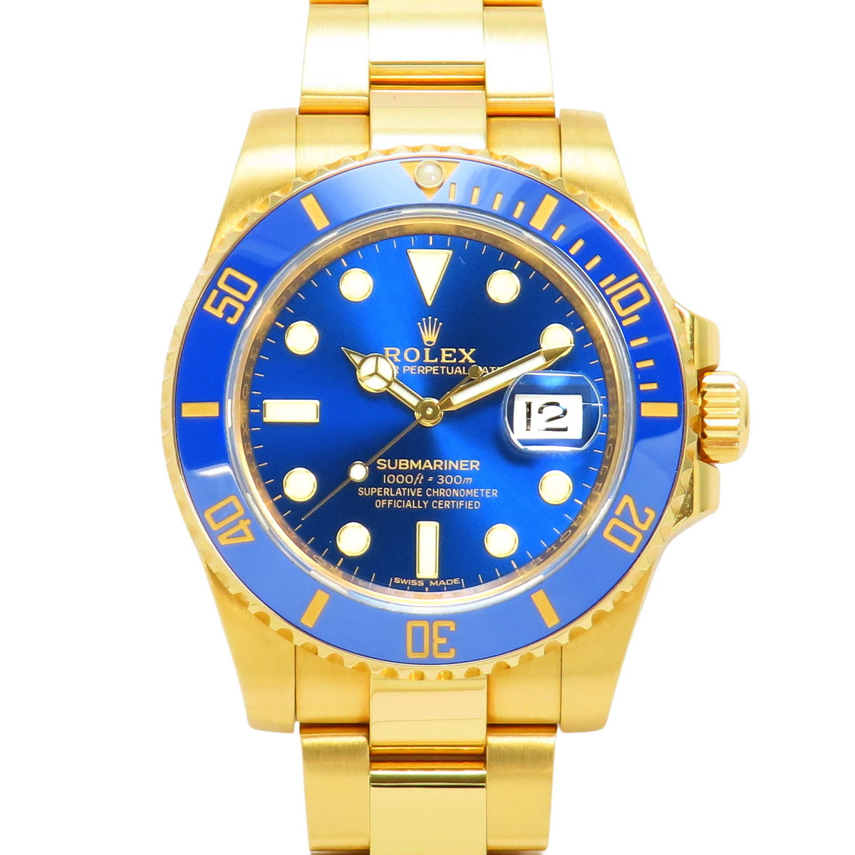 116618LB Submariner Date YG, random serial number, automatic winding, blue dial.