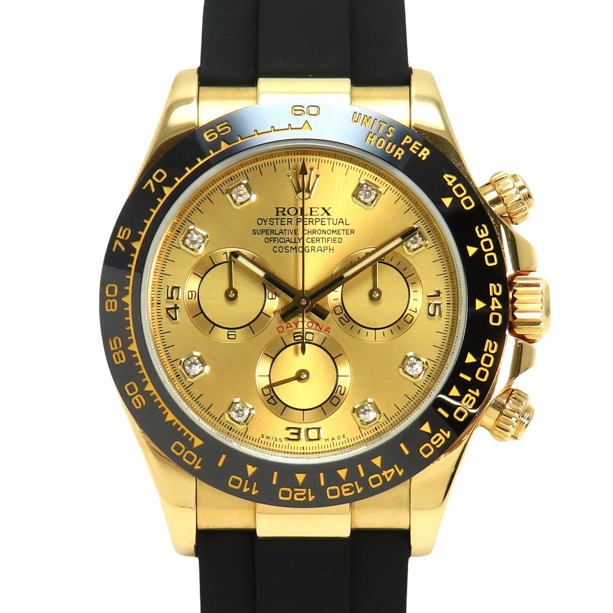 116518LNG 迪通拿 YG/橡胶表带 随机编号 自动上链 香槟金 8颗钻石