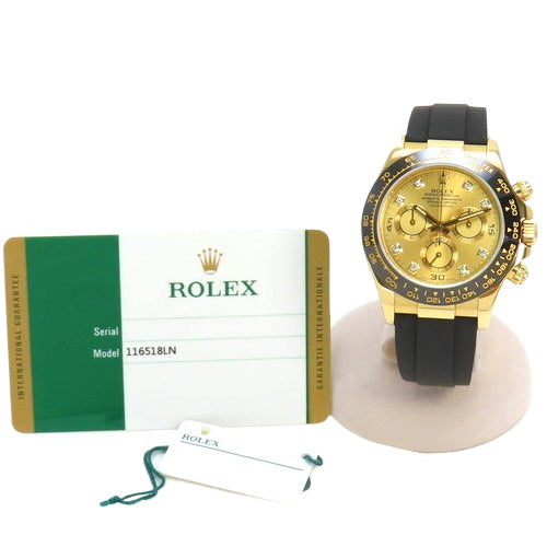 [Warranty included] 116518LNG Daytona, YG/Rubber, Random Number, Automatic, Champagne Gold, 8 Diamonds
