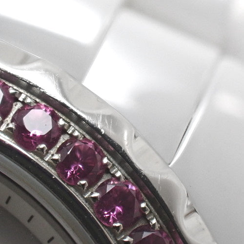 H3243 J12 CE Quartz White 8PD Pink Sapphire Bezel