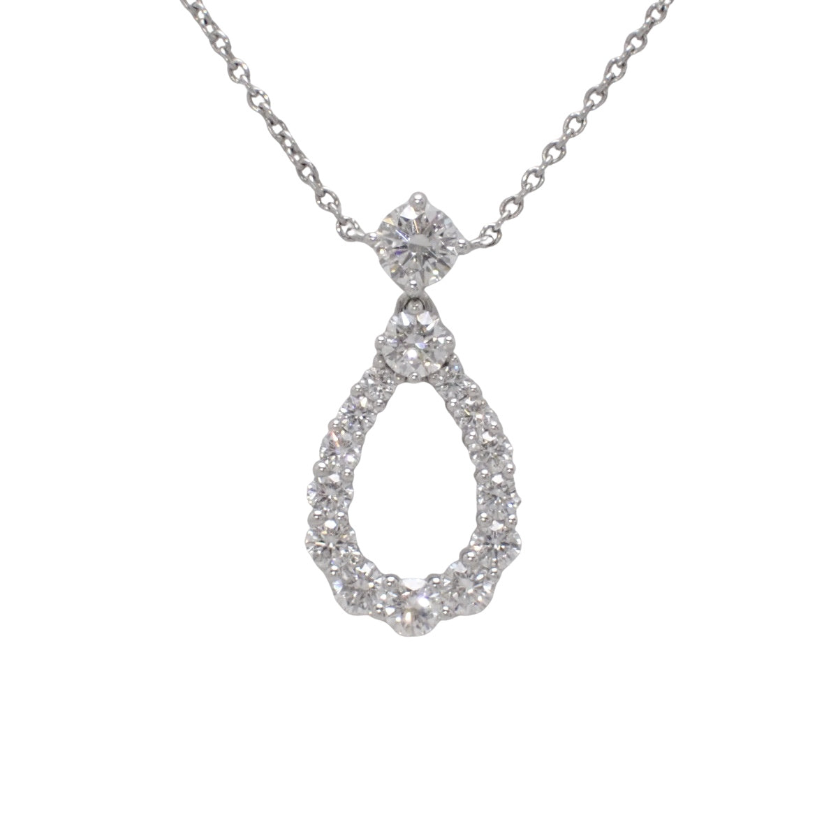 Loop pendant with extra-large diamond in platinum (Pt950), teardrop shape