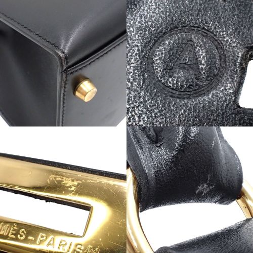 ケリー32 (外縫い) ボックスカーフ ブラック ゴールド金具 〇A刻印
