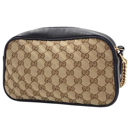 GG Marmont Small Camera Bag in Quilted GG Canvas and Leather (447632)