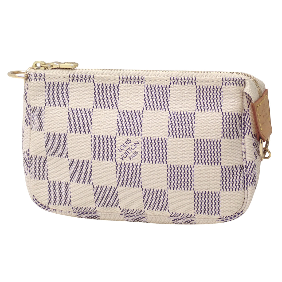Damier Azur Damier Azur 帆布迷你手拿包配件，象牙色，N58010