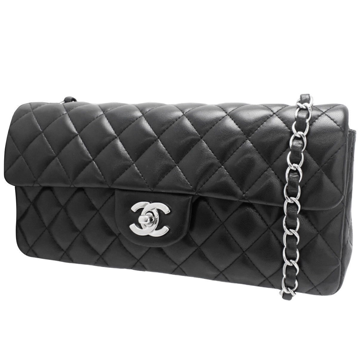 黑色羊皮绗缝 Coco Mark 链条单肩包