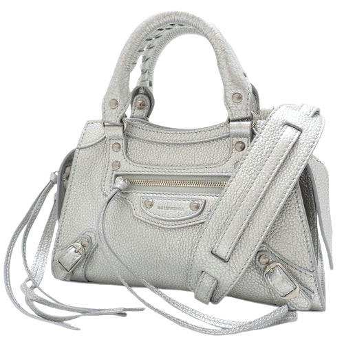 Neoclassical City Mini Leather, Silver, 638524, 2-way shoulder bag (can be worn as a shoulder bag or crossbody bag).