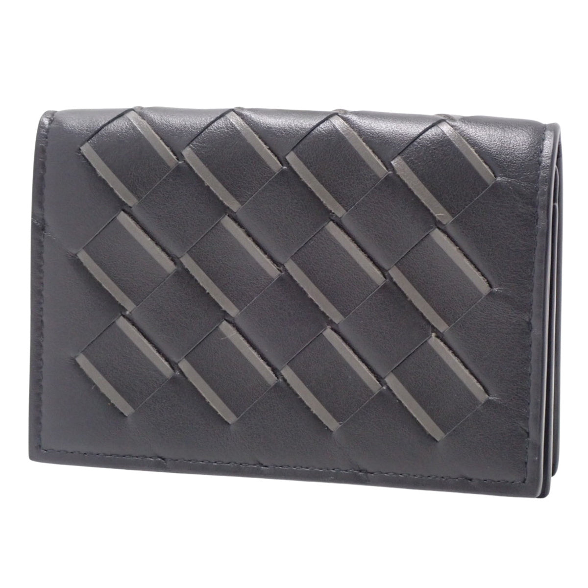 Intrechart Business Card Holder, Leather, Black/Gray
