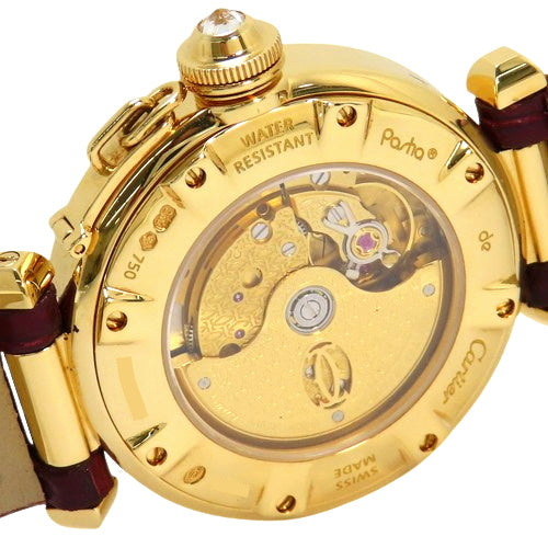WJ116036 Pasha 32 PG/Leather Automatic White Grid Diamond