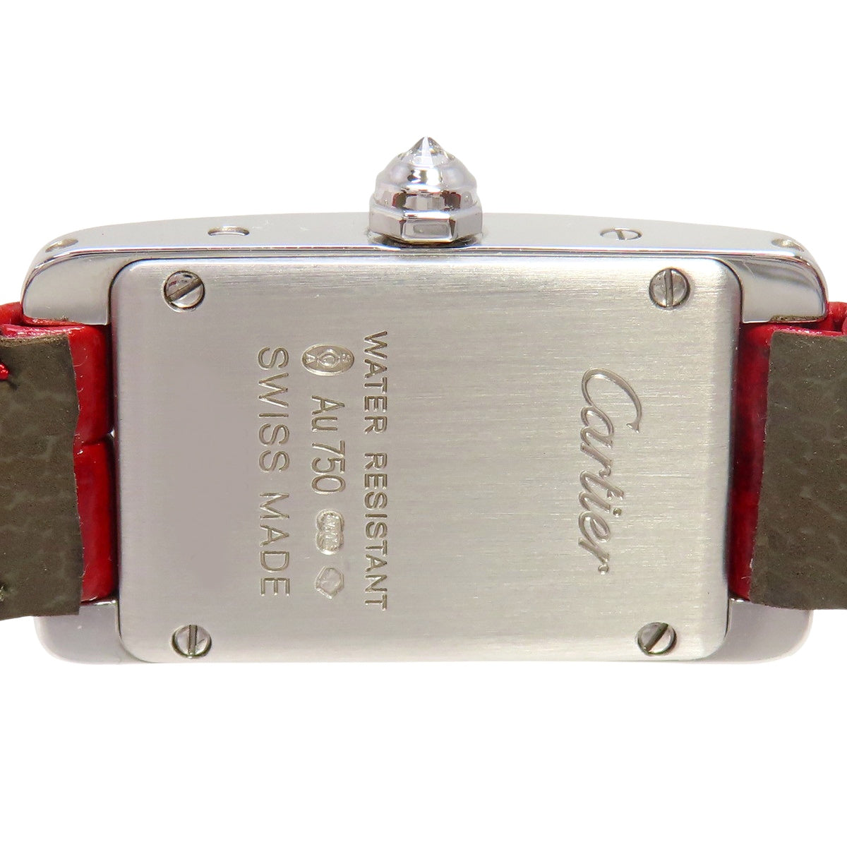 Tank Américaine 迷你钻石表圈 WB710015 白金/皮革石英女表