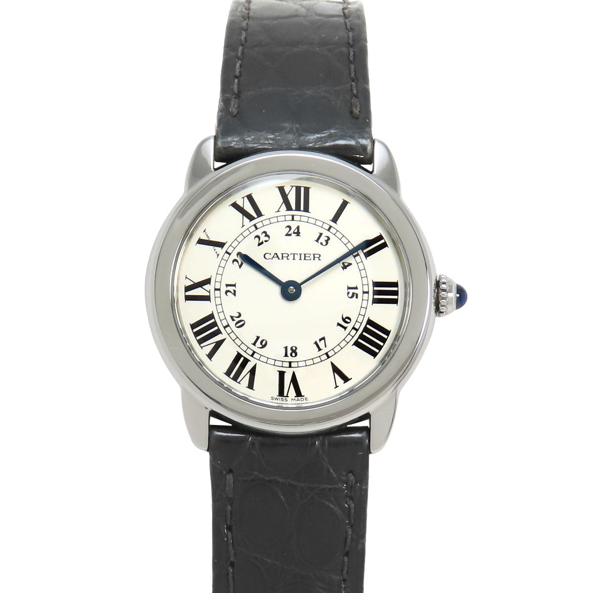 [Warranty included] WSRN0019 Ronde Solo de Cartier Stainless Steel/Leather Quartz Silver