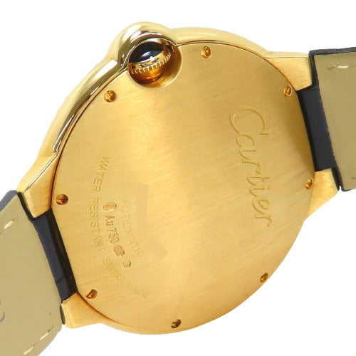 [Warranty Included] WE900751 Ballon Bleu de Cartier LM Crocodile/Yellow Gold Automatic Silver Diamond Bezel