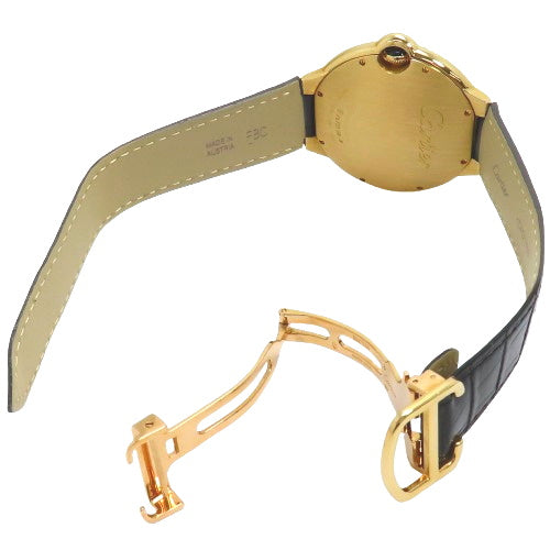 WE900751 卡地亚蓝气球系列男士腕表，鳄鱼皮表带/18K黄金表壳，自动上链，银色表盘，镶钻表圈。