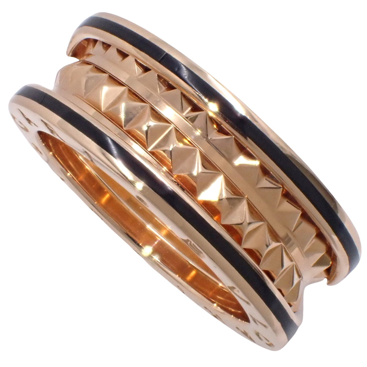 B.zero1 Rock 2-Band Ring in 18K Pink Gold, PG, and Black Ceramic