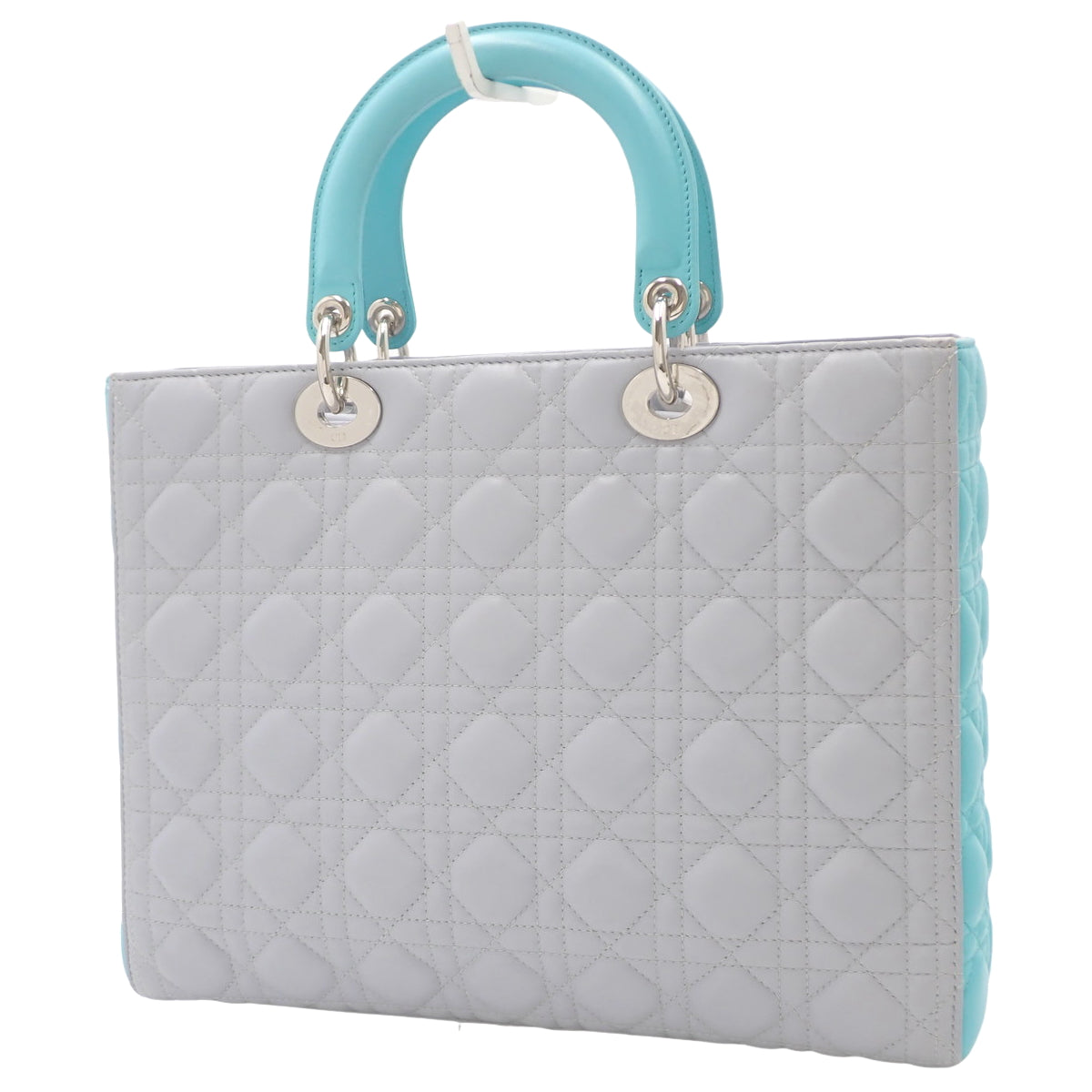 カナージュ Lady Dior レディディオール バッグ ラージ ラムスキン ライトグレー ライトブルー
