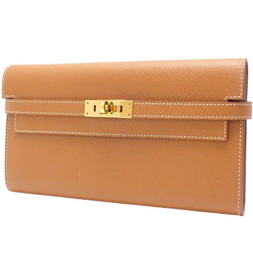 Kelly Wallet Long, Epsom Calfskin Leather, Gold, Gold Hardware, D Stamp
