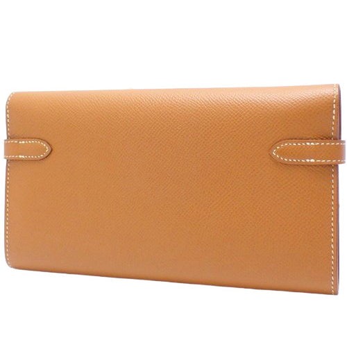 Kelly Wallet Long, Epsom Calfskin Leather, Gold, Gold Hardware, D Stamp