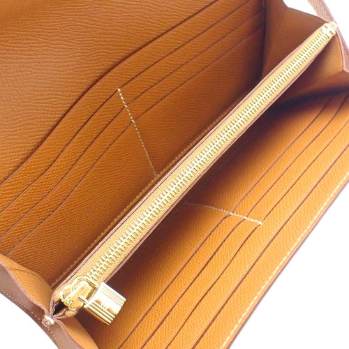Kelly Wallet Long, Epsom Calfskin Leather, Gold, Gold Hardware, D Stamp