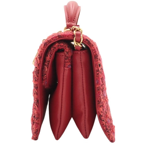 Matelasse 顶部提手斜纹软呢和小羊皮迷你翻盖包 AS4286