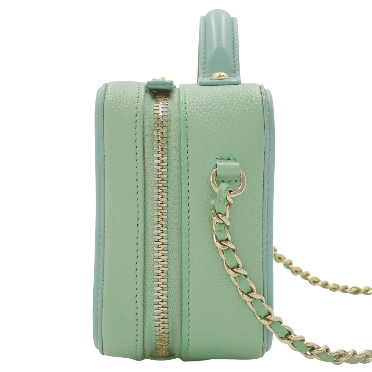 Matelasse CC Filigree Vanity Bag, Caviar Skin, Pink and Yellow-Green, A93343