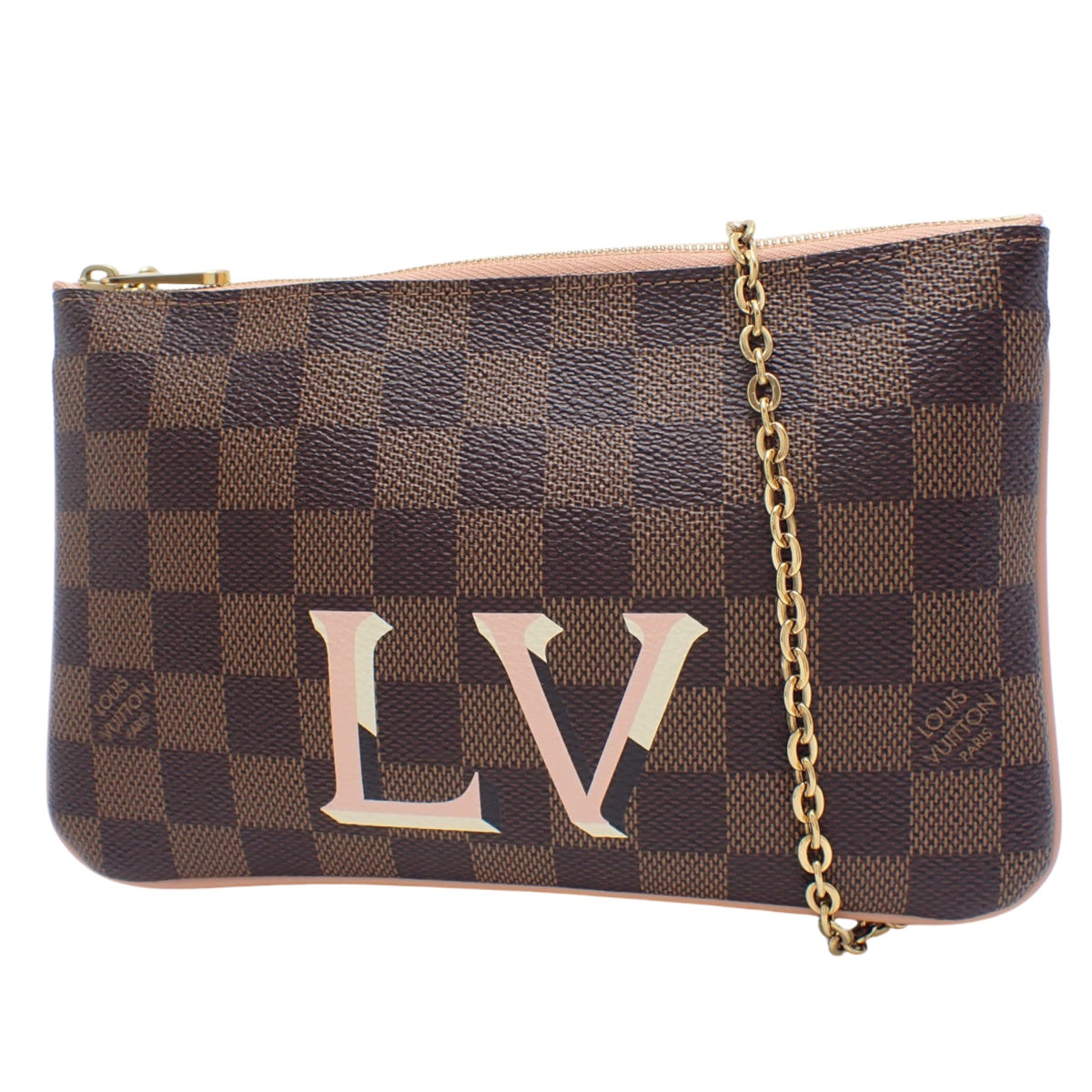 Damier Ebene Double Zip Pochette in Damier Canvas N60254
