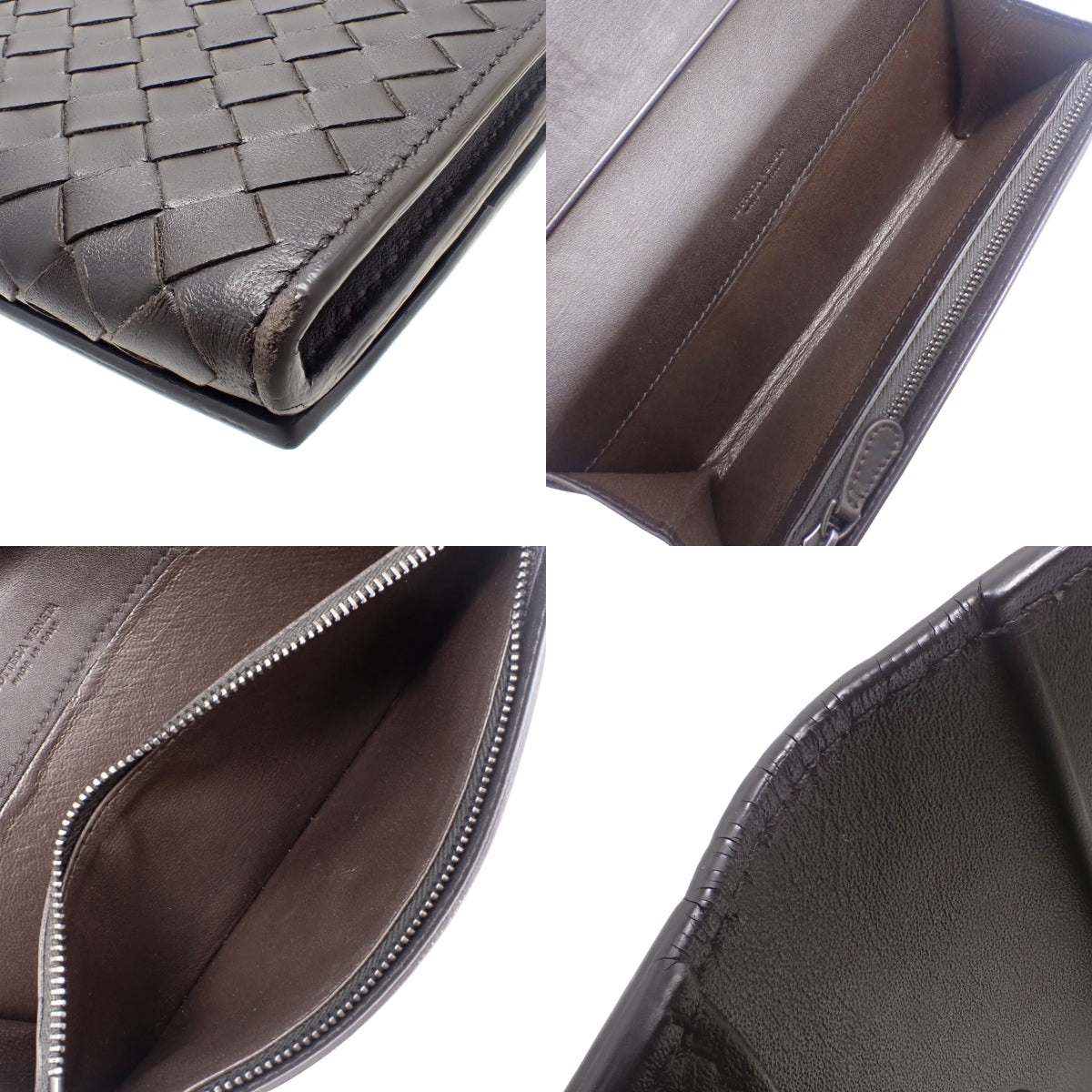 Intrecciato Bifold Long Wallet, Leather, Dark Brown, 156819