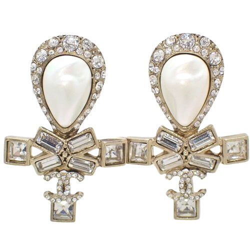 ココマーク ラインストーンクロス ピアス メタル(ＧＰ) フェイクパール