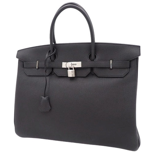 Birkin 40 Togo Tote Bag with Palladium and Silver Hardware, D Stamp, Travel Bag