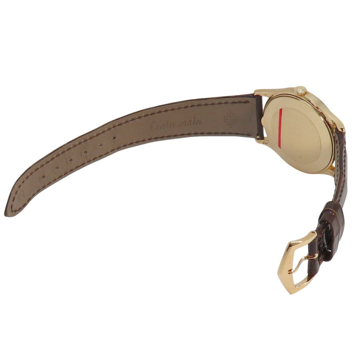 カラトラバ 5196J-001 YG/革 シルバー 手巻き メンズ