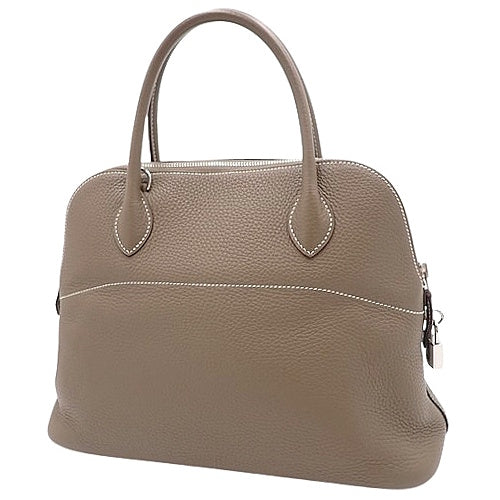 Bolide 31 Taurillon Clemence 皮革表带，钯金配件，Etoupe/Etoupe，一枚邮票