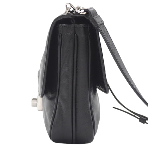 Wフェイス ショルダーバッグ レザー ブラック 肩掛け 斜め掛け ダブルフェイス