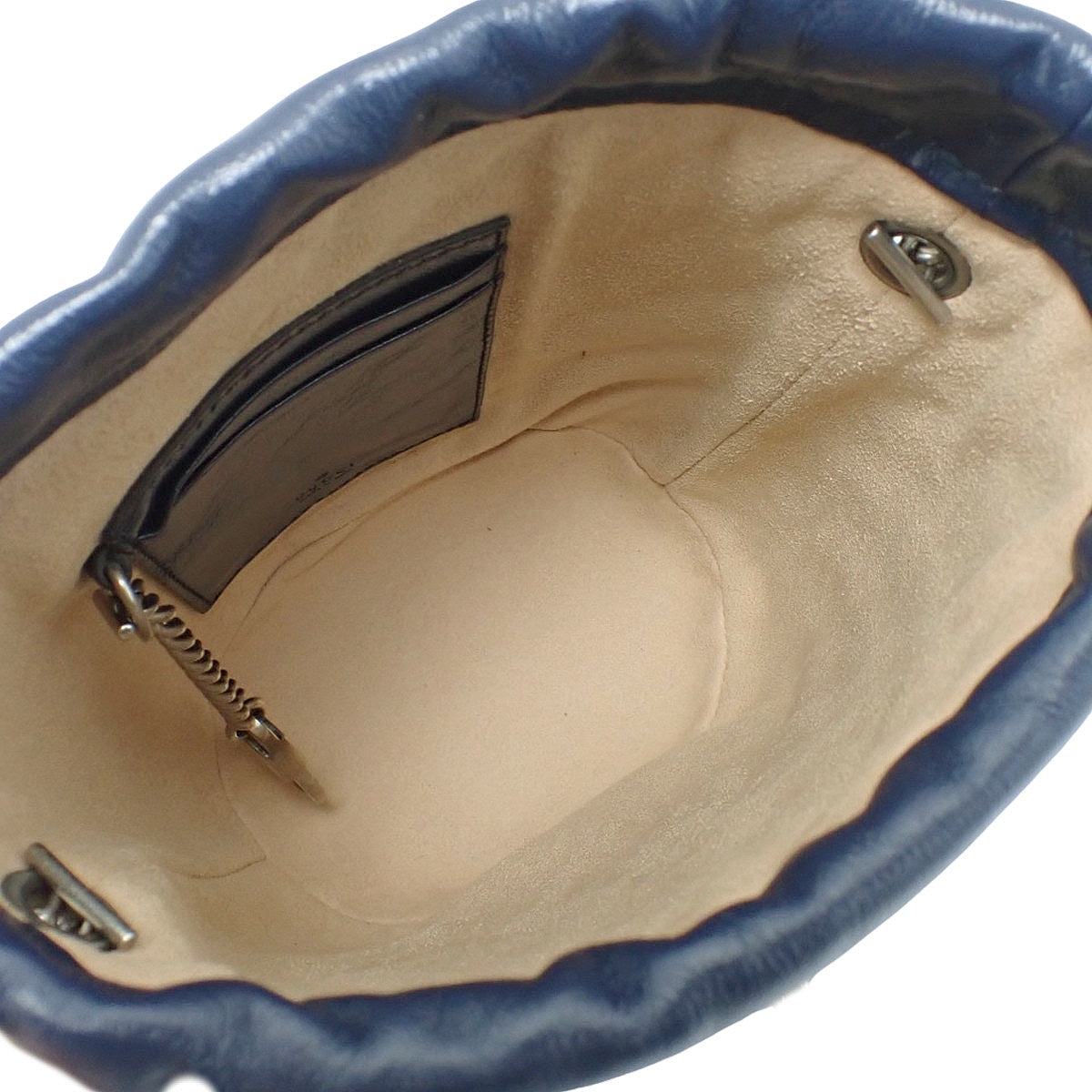 GG Marmont 迷你水桶包，海军蓝皮革款 573817