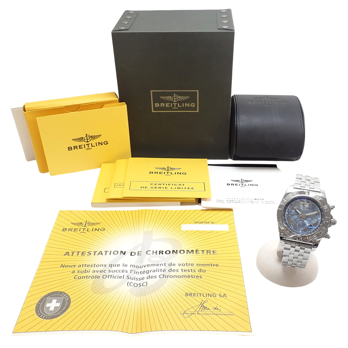 【附保修卡】AB0110 Chronomat 44 不锈钢 SS 自动上链 蓝色贝壳表盘