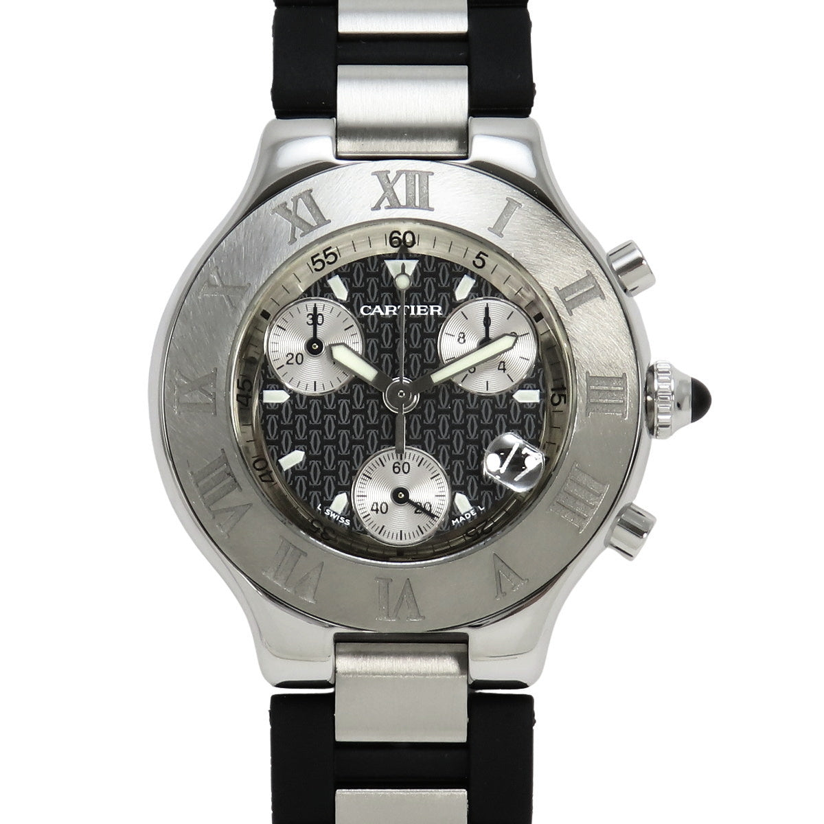 W10125U2 クロノスカフ21 SS/ラバー クオーツ ブラック