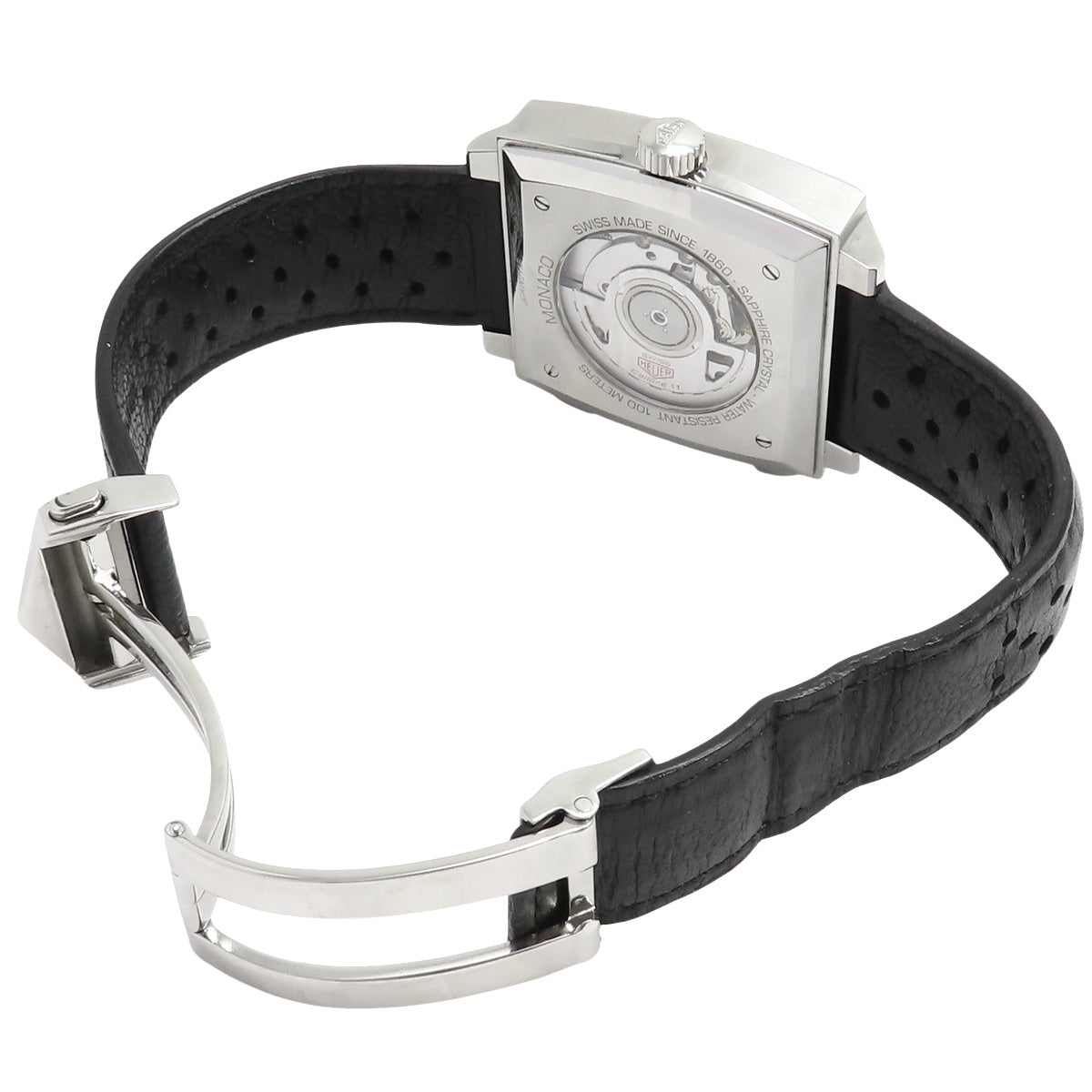 CAW211P.FC6356 Monaco, Stainless Steel/Leather, Automatic, Blue