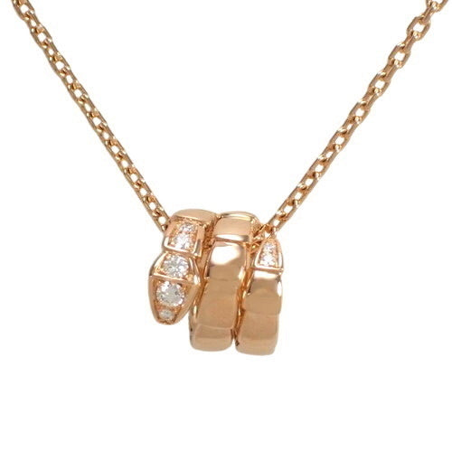 [2022 Warranty] Serpenti Viper Necklace with Diamonds, 357795, 18K Pink Gold, PG, Accessory, Jewelry