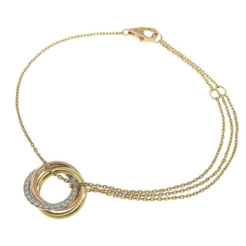 Trinity 钻石手链，18K 玫瑰金，PG，18K 黄金，YG，18K 白金，WG