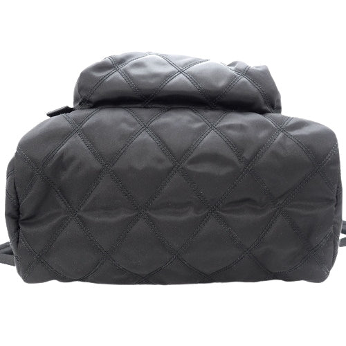 Quilted Backpack, Shoulder Bag, Nylon and Leather, NERO, 2VZ135