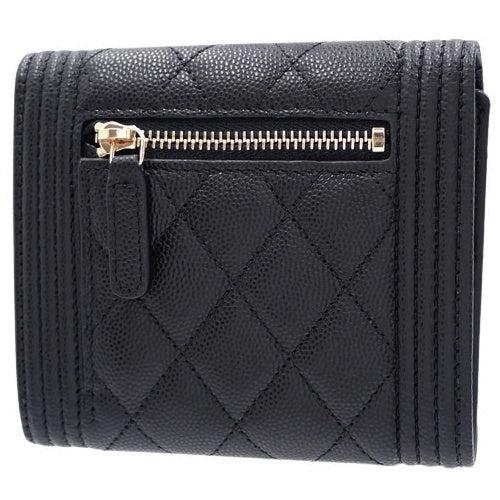 Boy Chanel Tri-fold Wallet with Coco Mark, Caviar Skin