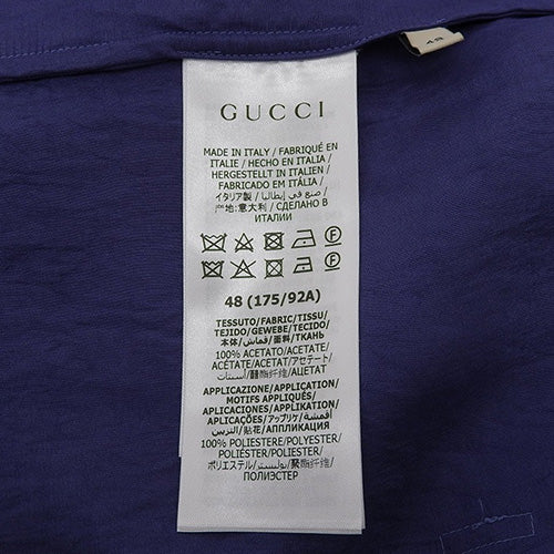 双 G 互扣式开领短袖衬衫，尺码 48，带贴片