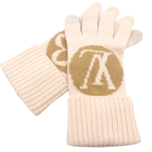 LV Maille Medallion S Wool Glove in Camel Rose, M79254