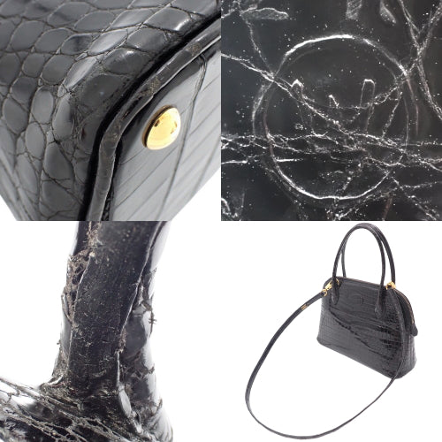ボリード27 ポロサス クロコダイル ブラック ゴールド金具 〇W刻印
