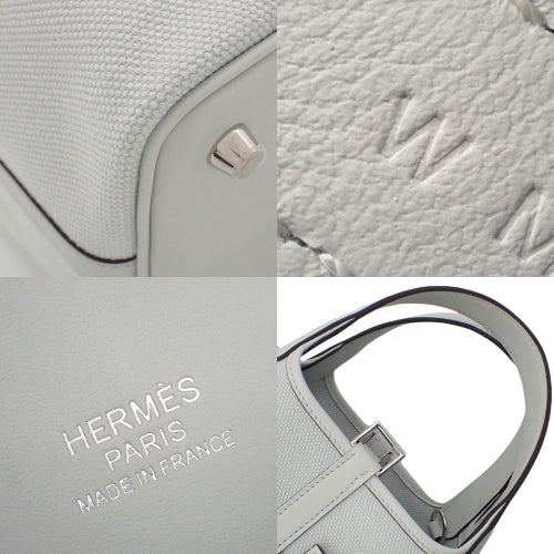 Picotin Lock Cargo PM, Swift leather, palladium hardware, Toile Goelane, Gris Platinum, silver hardware, W stamp.
