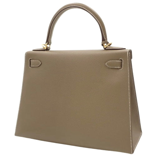 Kelly 28（外缝线）Epsom 皮革，象牙白/象牙白，Z 字形印花