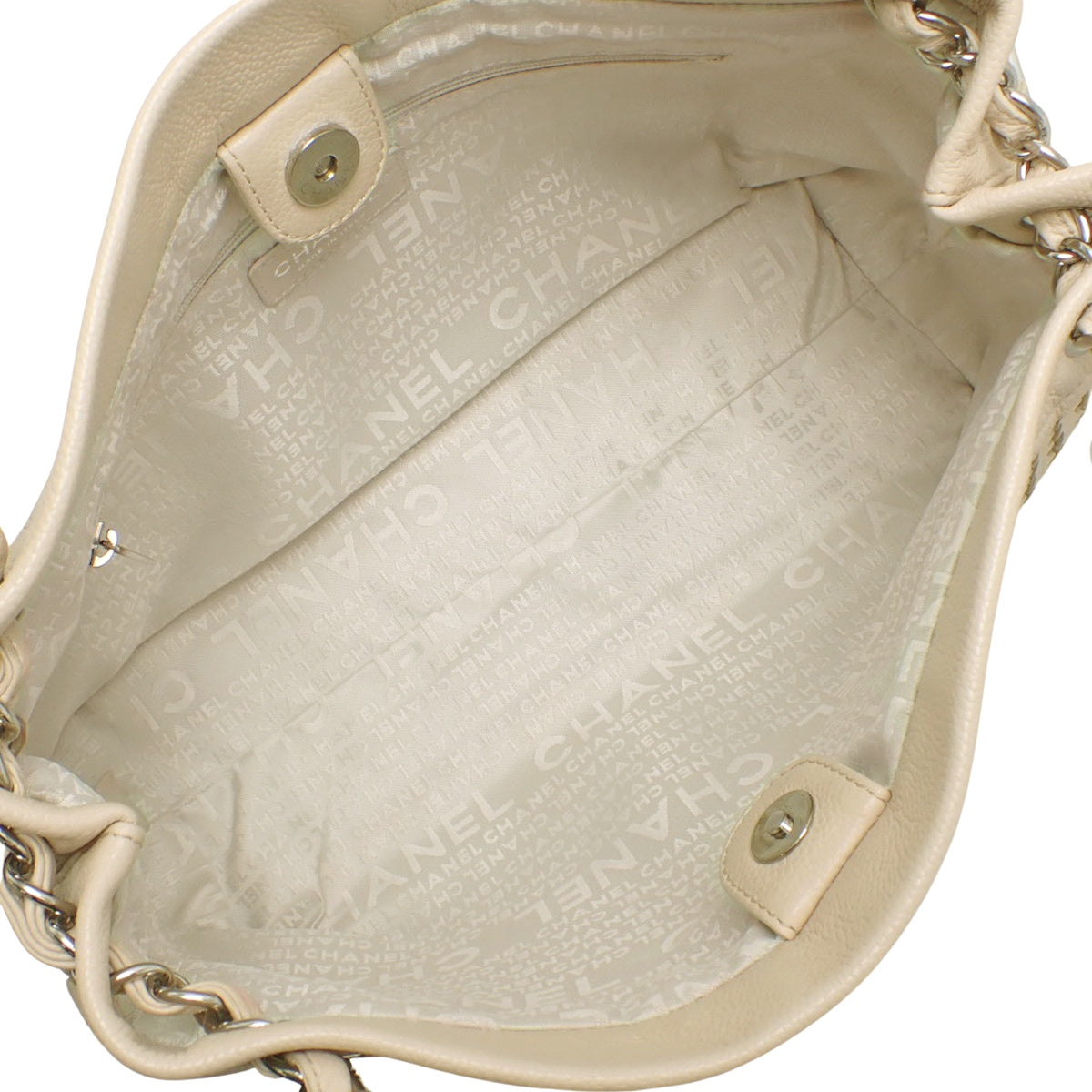 Woven Chain Shoulder Tote, Leather, Beige, Shoulder Bag, Mesh